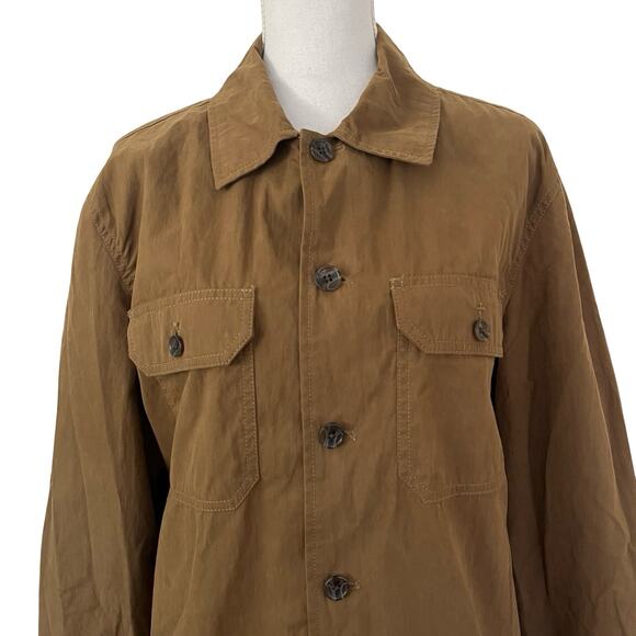 Banana Republic Mens Waxed Field Jacket Size L Dark Acorn Full Zip Coated - Picture 3 of 9